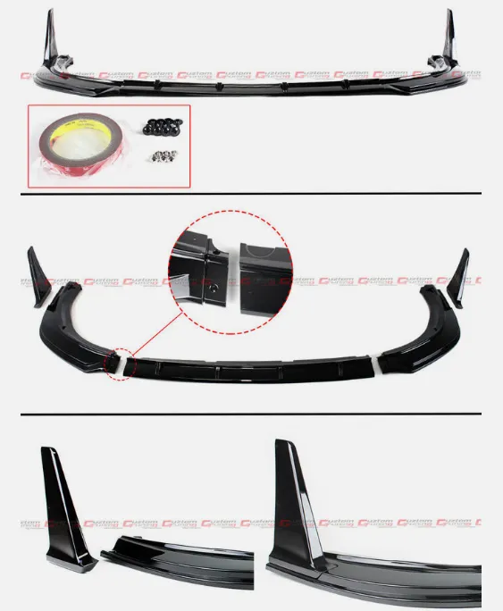 The front bumper lip is partially disengaged