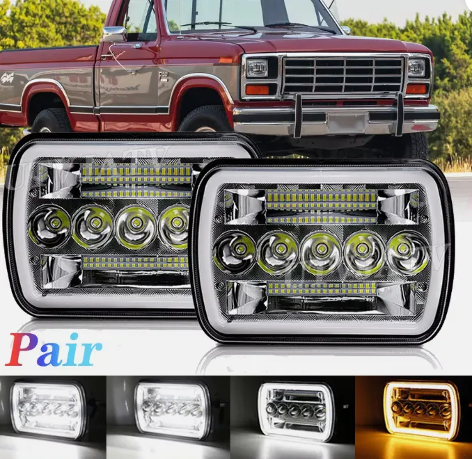 Suitable for 1976-1986 Ford F150 F-150 Pickup 7x6 5x7" LED Headlights Hi/Lo Beam DRL