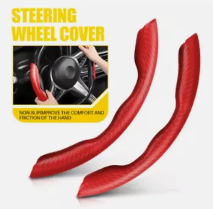 15'' inch Fiber Carbon Red Car Steering Wheel Cover Leather Suitable for Mercedes Benz