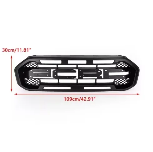 Black Raptor Style Front Bumper Grille Grill For Ford Ranger 2019 2020 2021 2022 Upper Grille With Letter