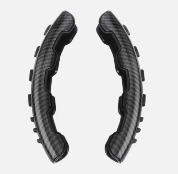 2x Carbon Fiber Non-Slip Car Steering Wheel Booster Cover Trim Black Accessories