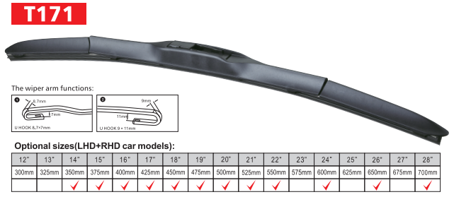 Deerxuan T171 Wiper Blade Hybrid Wiper Blade Hybrid Color Boxes + Corrguate Carton Replacement Blades
