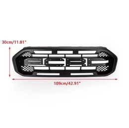 Black Raptor Style Front Bumper Grille Grill For Ford Ranger 2019 2020 2021 2022 Upper Grille With Letter