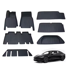 Black Floor Mats for Tesla Model X TPE Single Layer Foot Mat 7 Pieces Floor 3D TPE Car Foot Trunk Mat