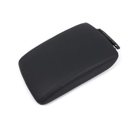Black leather bootstrap glove compartment lid
