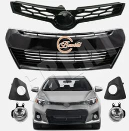 Front bumper upper and lower grille fog lamp set